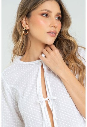 Blusa Lauren Blanco Ragged Pf11112971