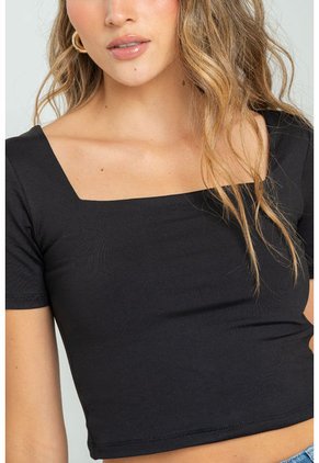 Crop Top Shye Negro Ragged Pf13120821