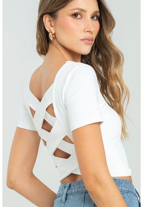 Crop Top Shye Blanco Ragged Pf13120821