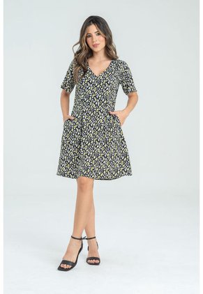 Vestido Corto Animal Print Negro Ragged Pf31511351