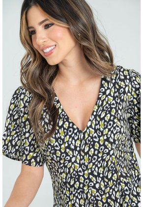 Vestido Corto Animal Print Negro Ragged Pf31511351