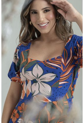 Vestido Largo Amarelo Azul Ragged Pf31511321