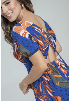 Vestido Largo Amarelo Azul Ragged Pf31511321