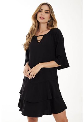Vestido Malaga Negro Ragged Pf11511143