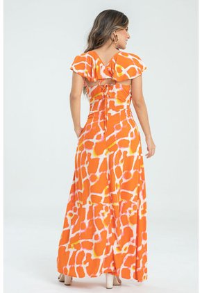 Vestido Largo Amiah Naranja Ragged Pf31511364