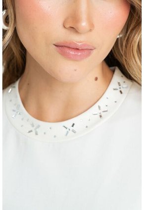 Camiseta Cuello Brillo Blanco Ragged Pf21120129