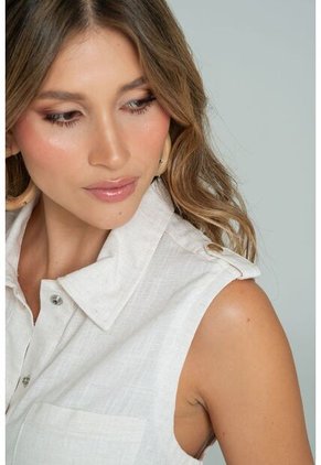 Camisa Lino Broches Beige Ragged Pf11113067