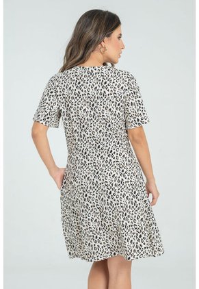Vestido Corto Animal Print Beige Ragged Pf31511351