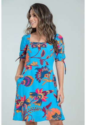 Vestido Corto Bialik Azul Ragged Pf31511332