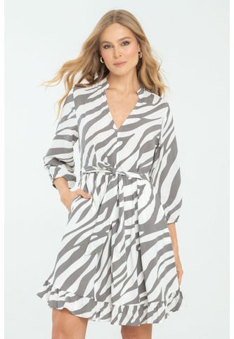 Vestido Corto Zebra Gris Ragged Pf11511321 Ragged