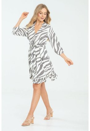 Vestido Corto Zebra Gris Ragged Pf11511321