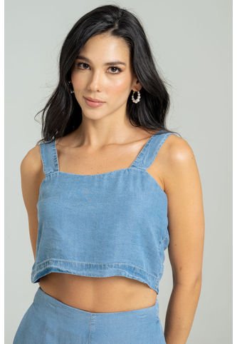 Top Denim Tencel Azul Ragged Pf21110008 Ragged