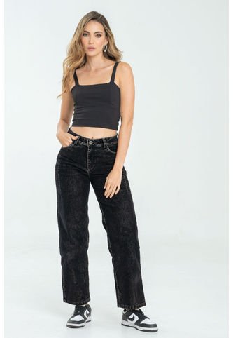 Jeans Mom Velvet Black Negro Ragged Pf21350043 Ragged