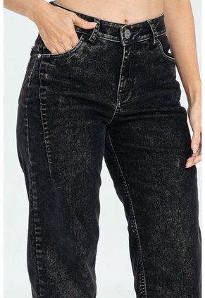 Jeans Mom Velvet Black Negro Ragged Pf21350043