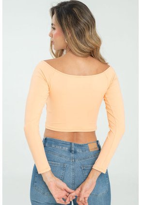 Crop Top Resortado Naranja Ragged Pf13120504