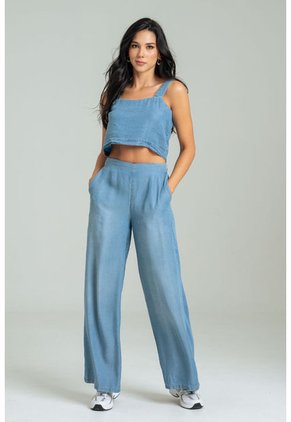 Top Denim Tencel Azul Ragged Pf21110008