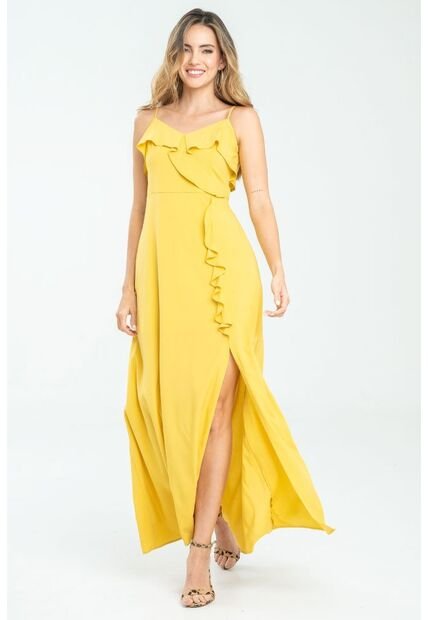 Vestido Tiras Volante Amarillo Ragged Pf11511338