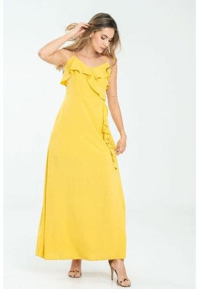 Vestido Tiras Volante Amarillo Ragged Pf11511338