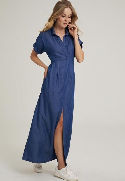 Vestido Velino Azul Ragged Pf51510126