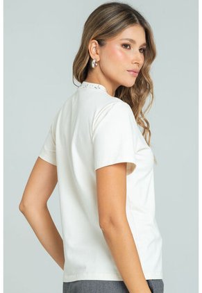 Camiseta Cuello Brillo Blanco Ragged Pf21120129