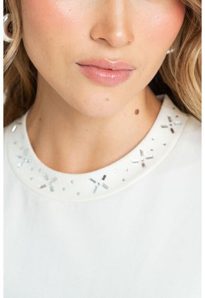 Camiseta Cuello Brillo Blanco Ragged Pf21120129