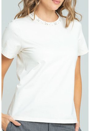 Camiseta Cuello Brillo Blanco Ragged Pf21120129