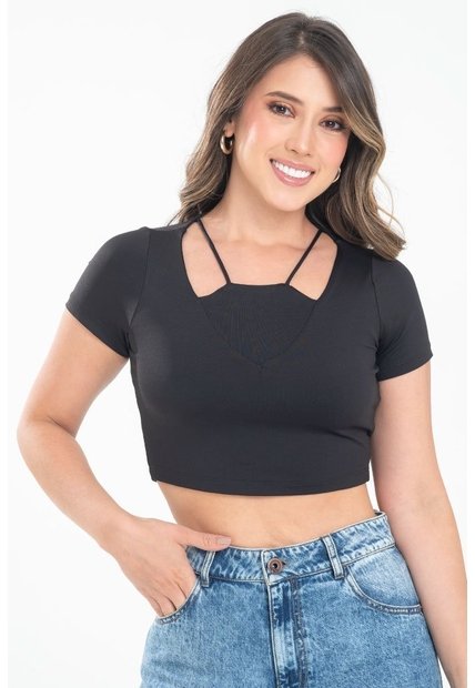 Crop Top Agathe Negro Ragged Pf31122334