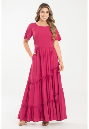 Vestido Largo Attico Rojo Ragged Pf31511488