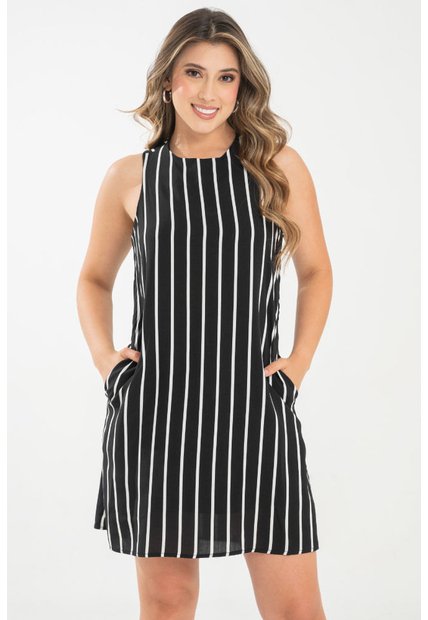 Vestido Corto Mahija Negro Ragged Pf31511495