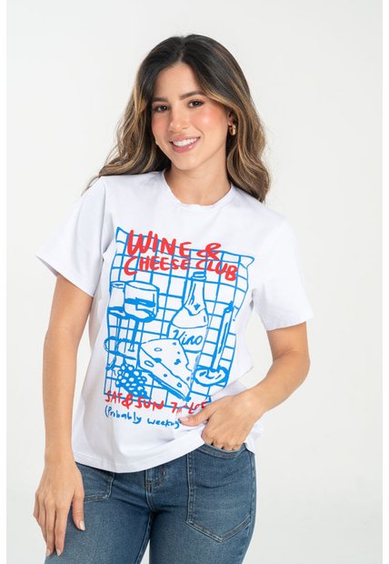 Camiseta Wine Blanco Ragged Pf31122319