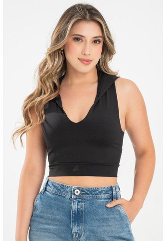 Crop Top Capucha Negro Ragged Pf31122311 Ragged