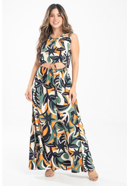 Vestido Largo Crescent Verde Ragged Pf31511468