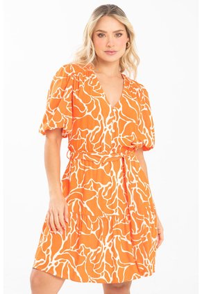 Vestido Teodora Naranja Ragged Pf31511478