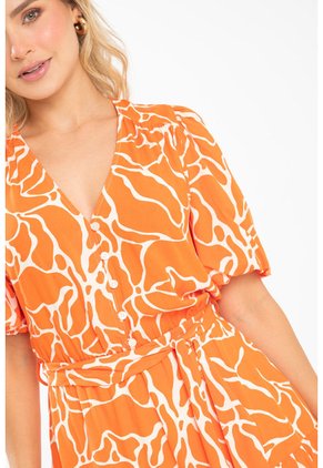 Vestido Teodora Naranja Ragged Pf31511478