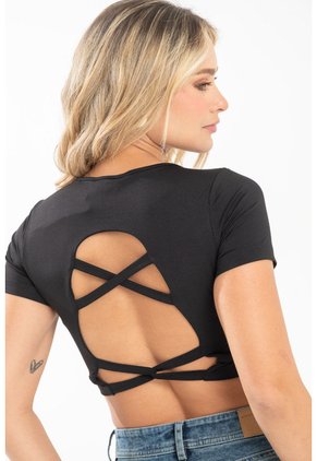 Crop Top Dhede Negro Ragged Pf31122326