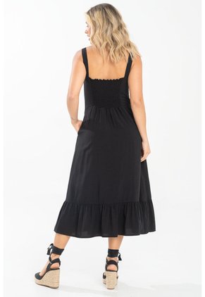 Vestido Midi Western Negro Ragged Pf31511506