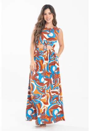 Vestido Largo Crescent Café Ragged Pf31511468