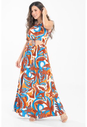 Vestido Largo Crescent Café Ragged Pf31511468