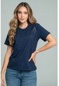 Camiseta Flor Bordada Azul Ragged Pf21120147 de Ragged