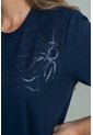 Camiseta Flor Bordada Azul Ragged Pf21120147 de Ragged