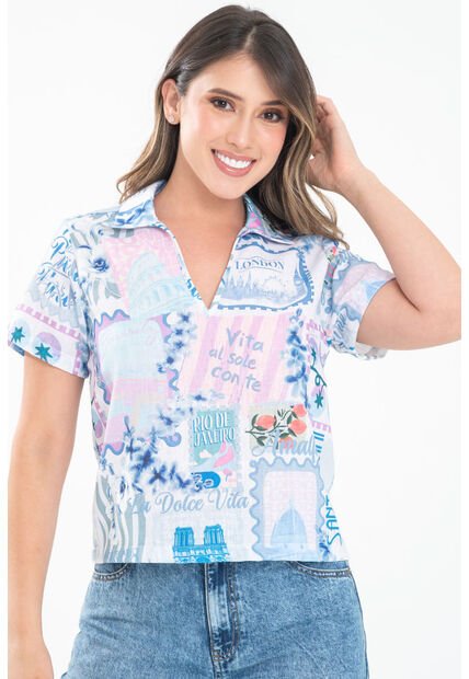 Camisa Dolce Azul Ragged Pf31113661