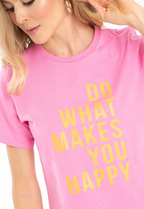 Camiseta Happy Rosa Ragged Pf21120037