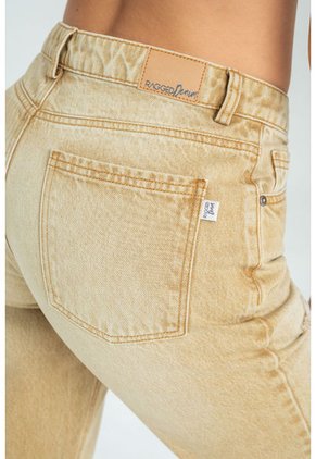 Jeans Mom Colors Beige Ragged Pf21350034