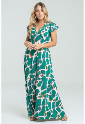 Vestido Largo Amiah Verde Ragged Pf31511364