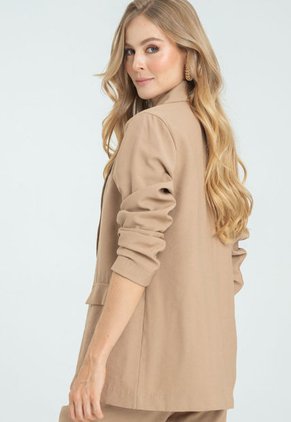 Chaqueta Larga Tipo Blazer Beige Ragged Pf12130134