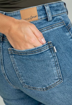 Jean Wide Leg Bolsillo Parche Azul Ragged Pf21350020