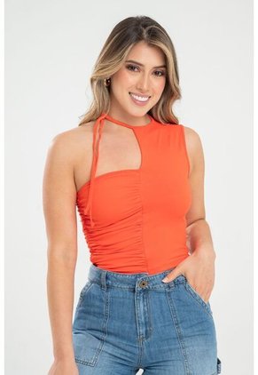 Top Drapeado Asimetrico Naranja Ragged Pf31122253