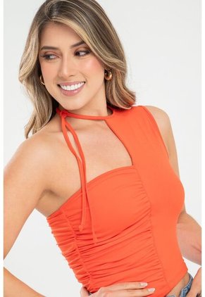 Top Drapeado Asimetrico Naranja Ragged Pf31122253