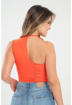Top Drapeado Asimetrico Naranja Ragged Pf31122253
