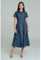 Vestido Burdeos Pespuntes Azul Ragged Pf21510020 de Ragged